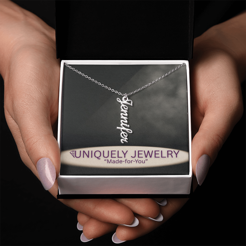 Vertical Name Necklace W/MC