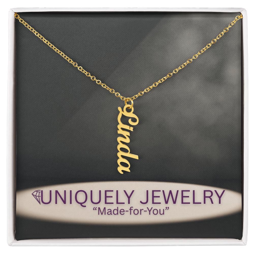 Vertical Name Necklace W/MC
