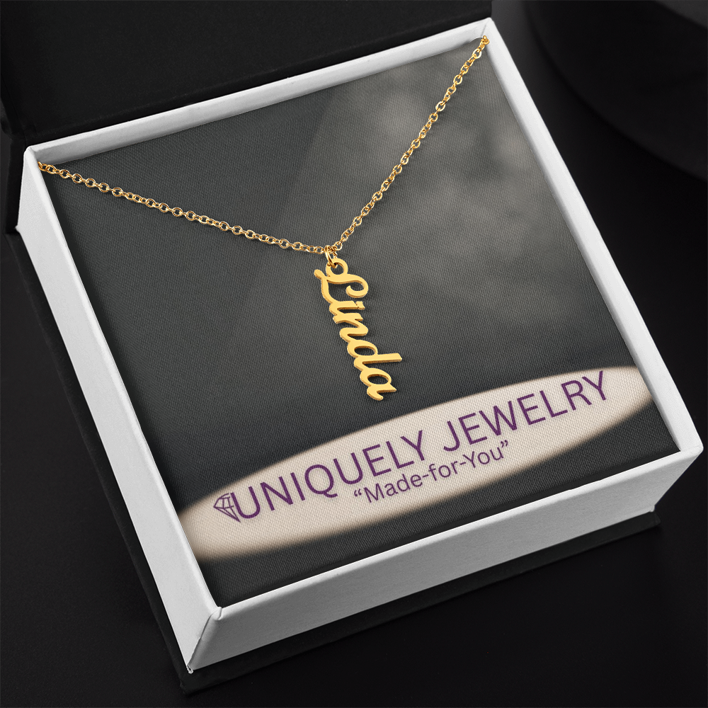 Vertical Name Necklace W/MC