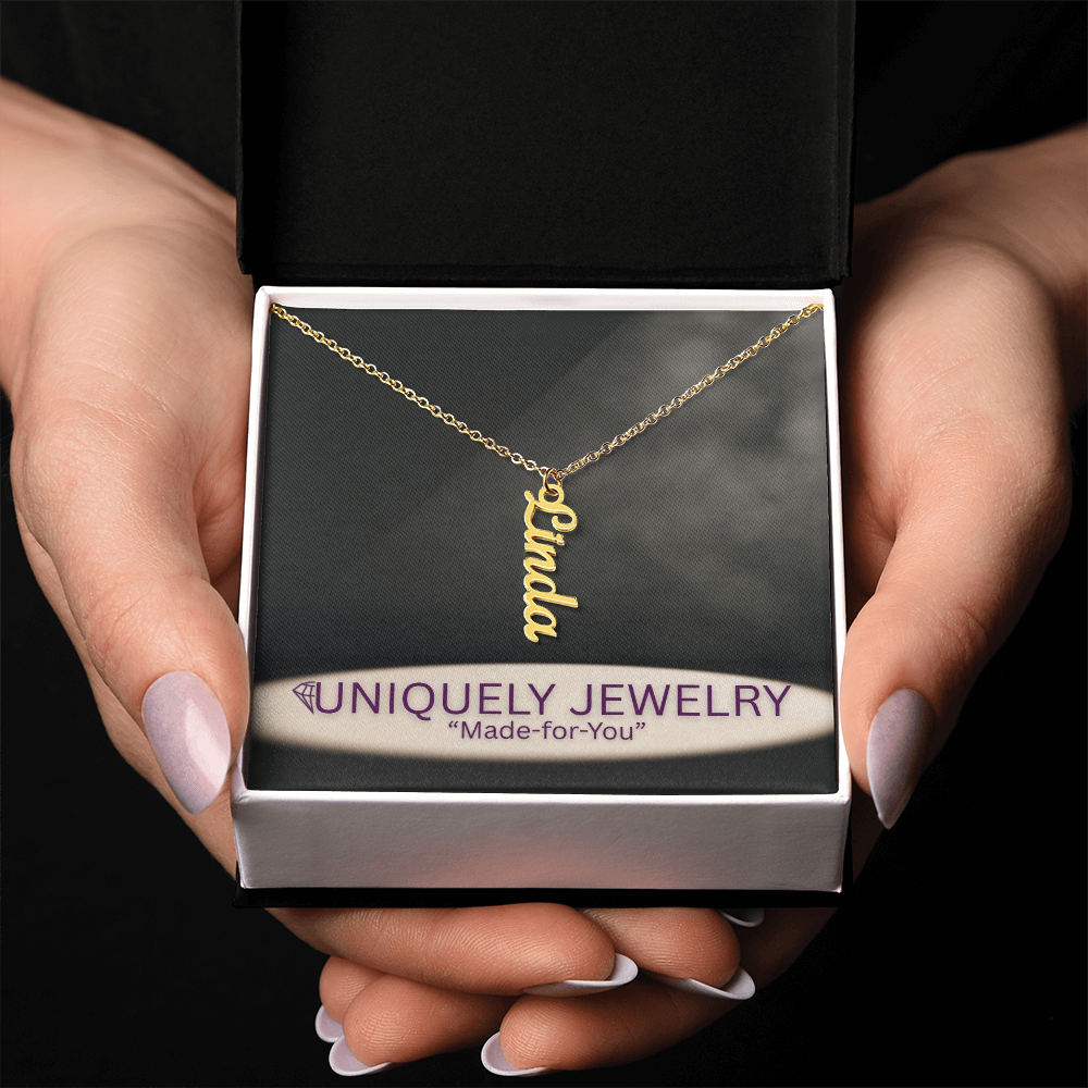 Vertical Name Necklace W/MC