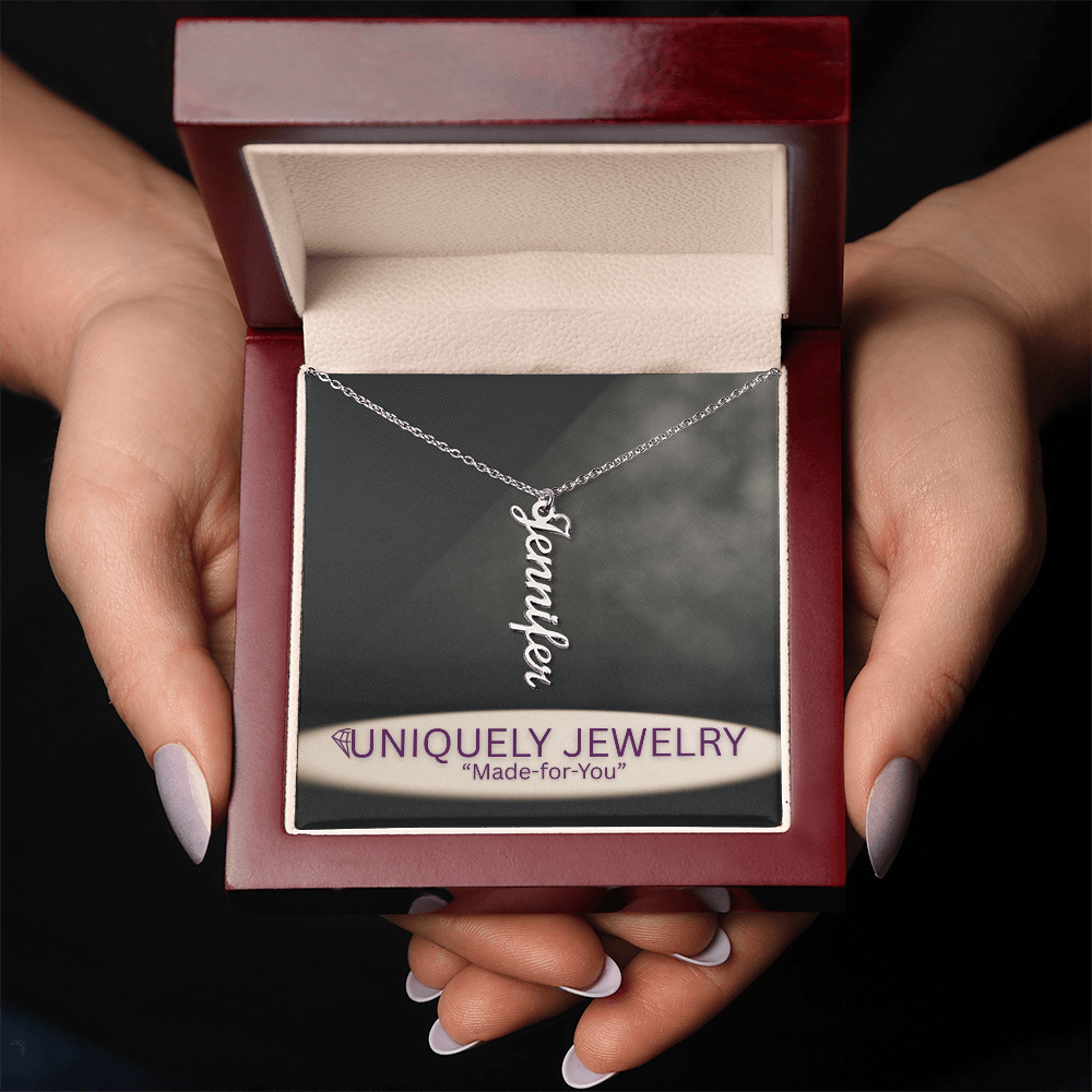 Vertical Name Necklace W/MC