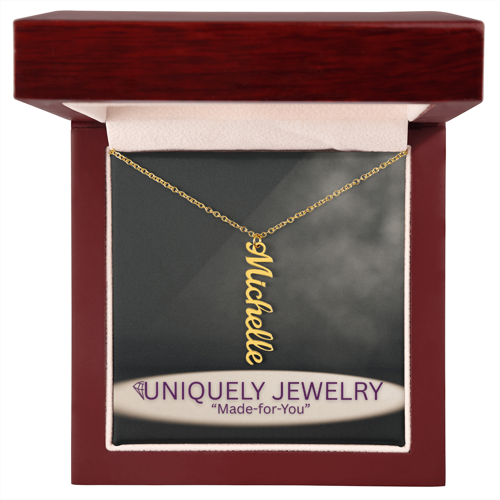 Vertical Name Necklace W/MC
