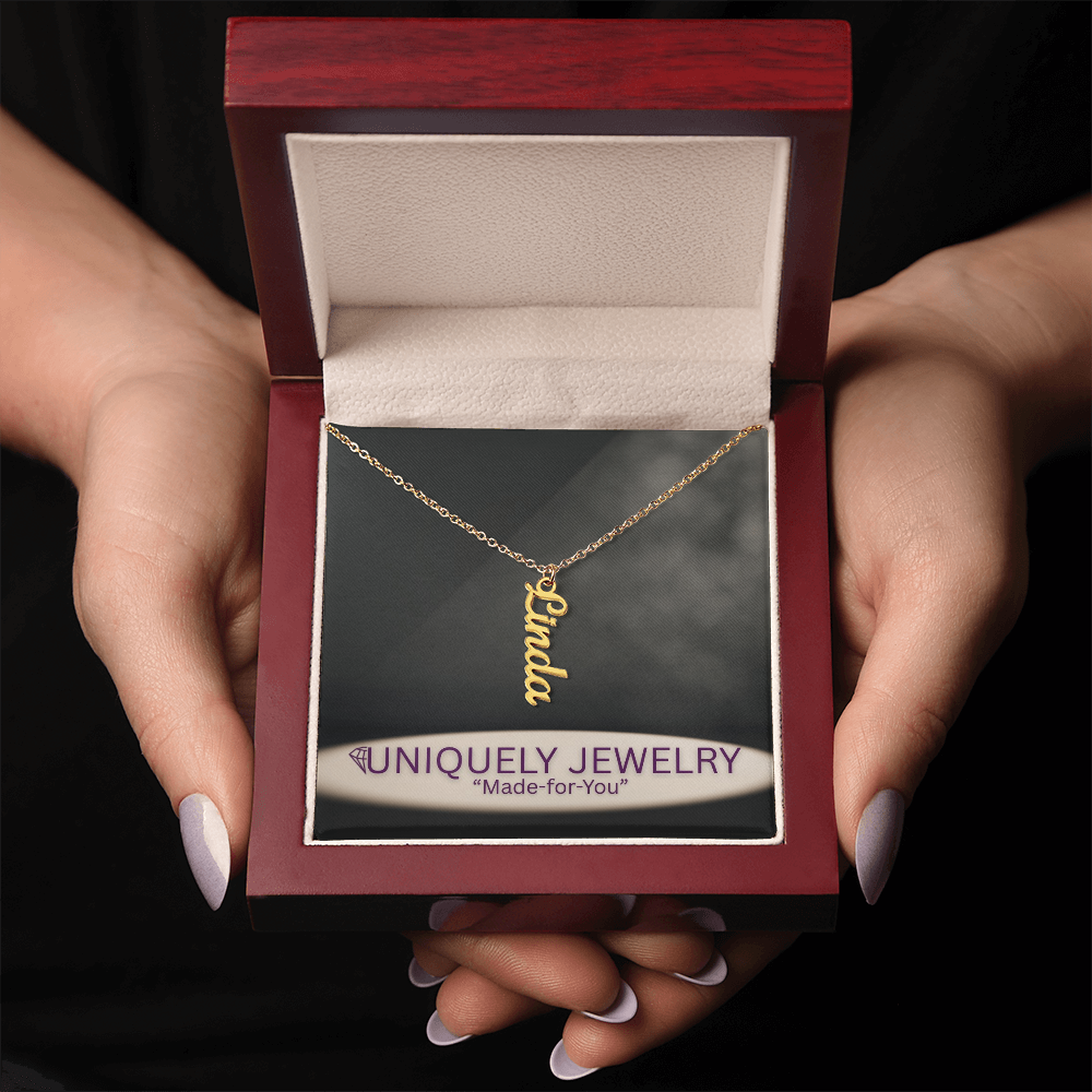 Vertical Name Necklace W/MC