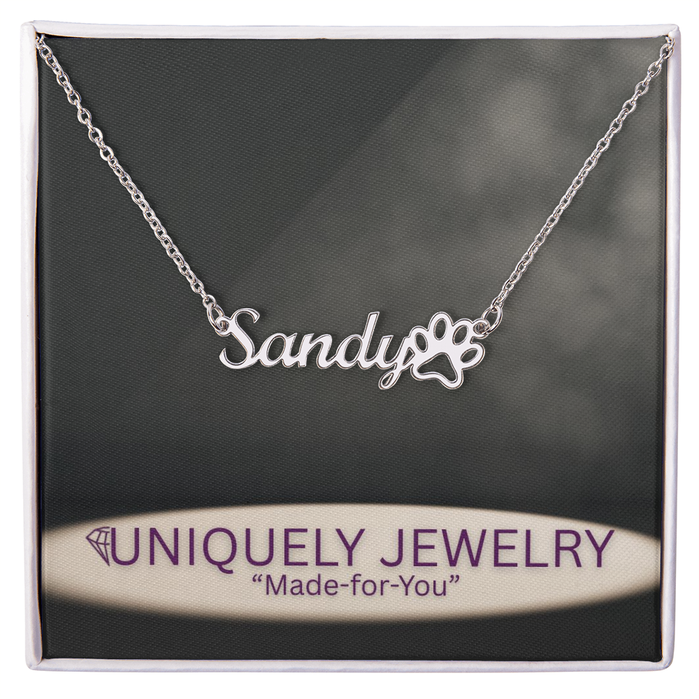 Paw Print Name Necklace