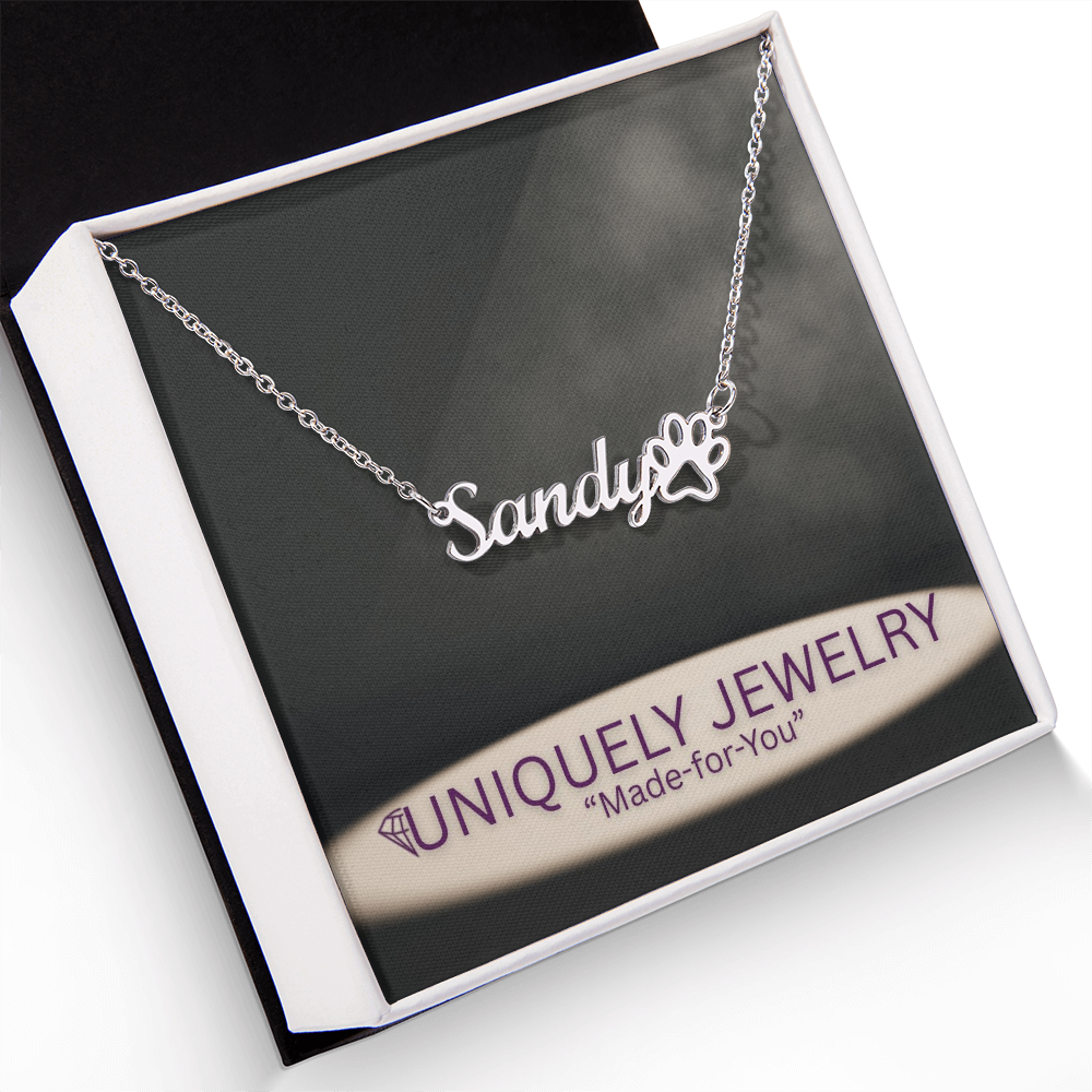 Paw Print Name Necklace