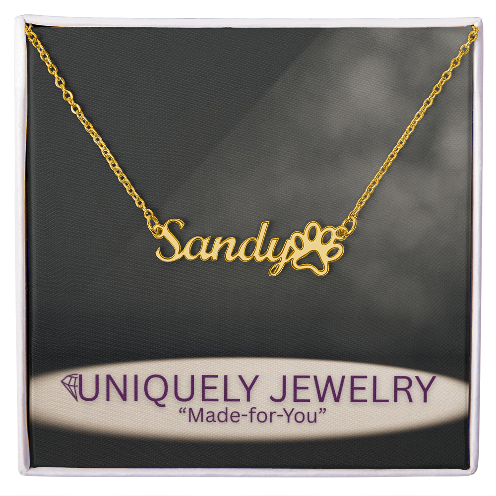Paw Print Name Necklace