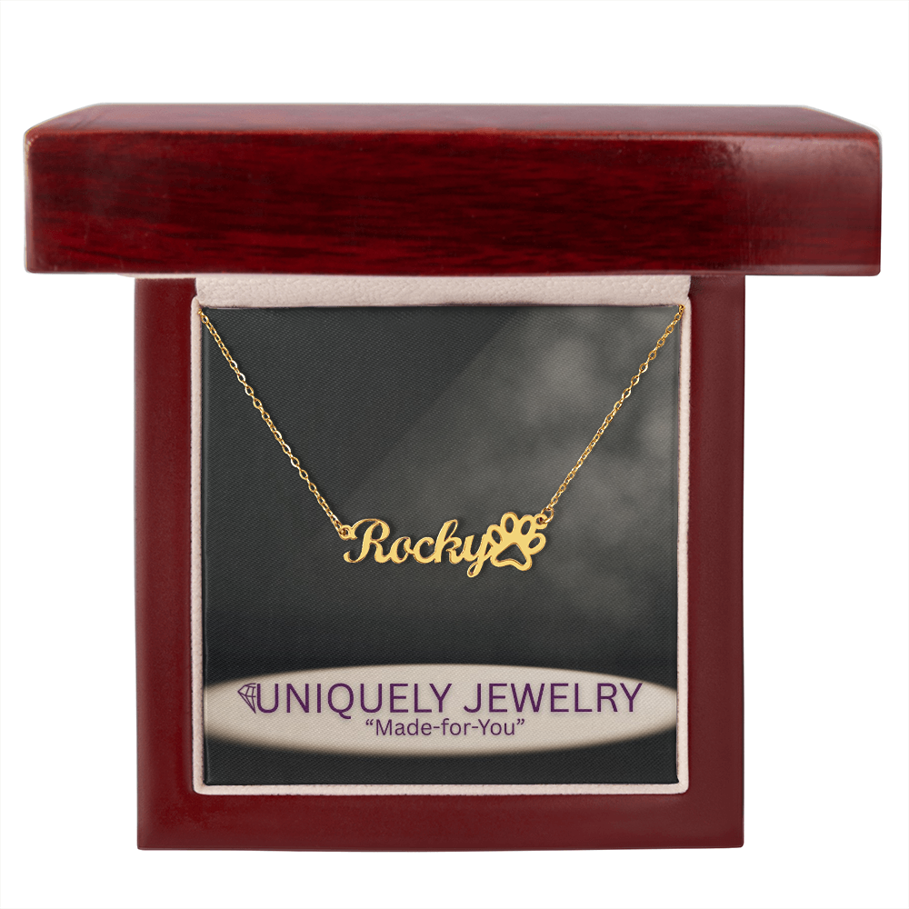 Paw Print Name Necklace