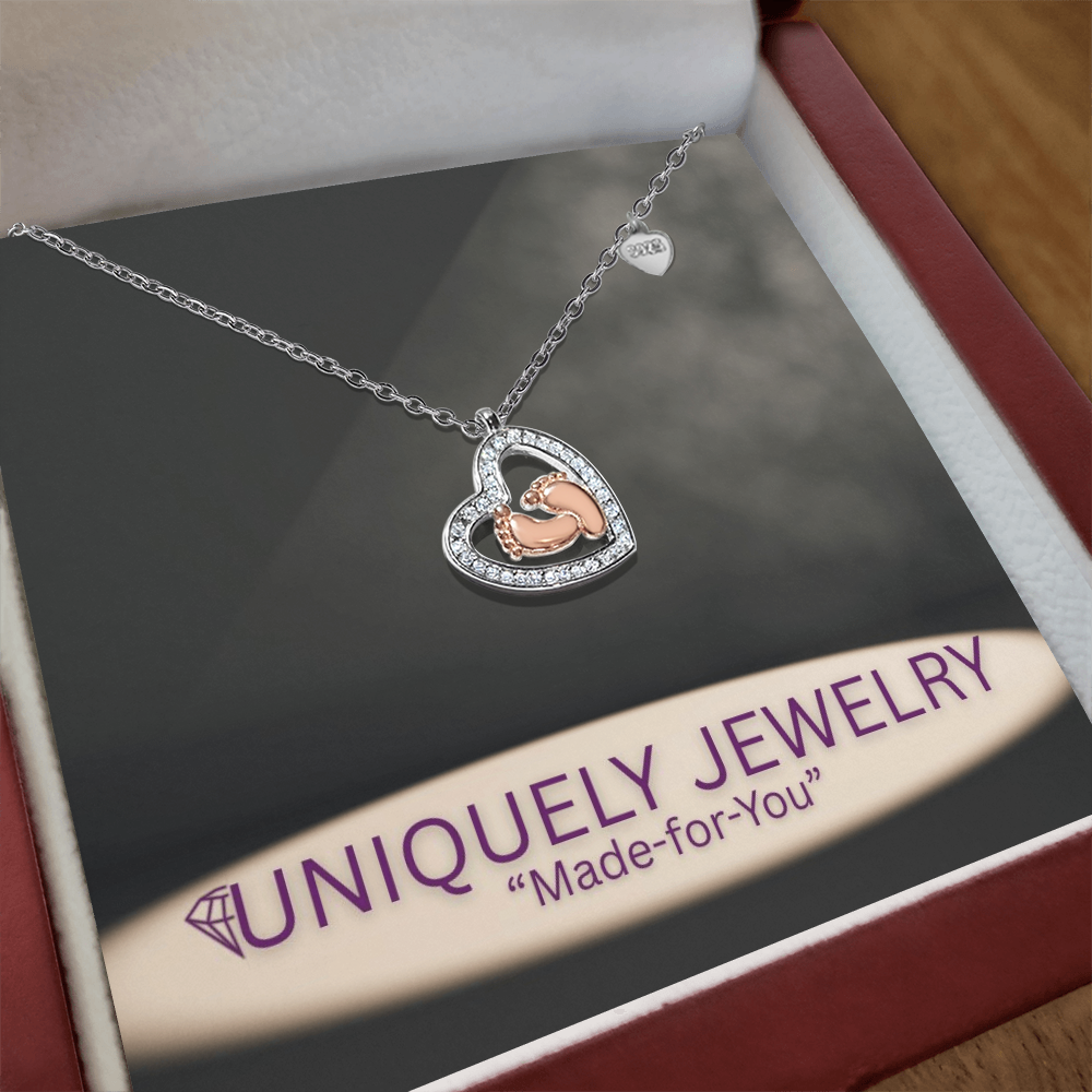 Baby Feet Heart Necklace