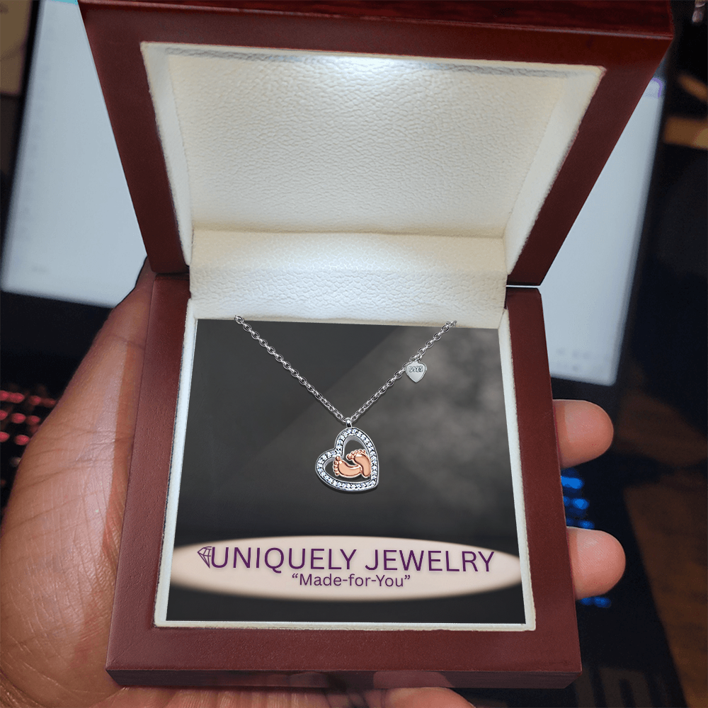 Baby Feet Heart Necklace