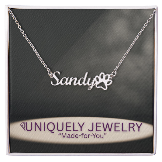 Paw Print Name Necklace