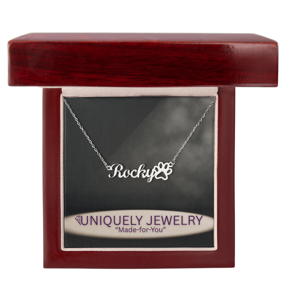 Paw Print Name Necklace