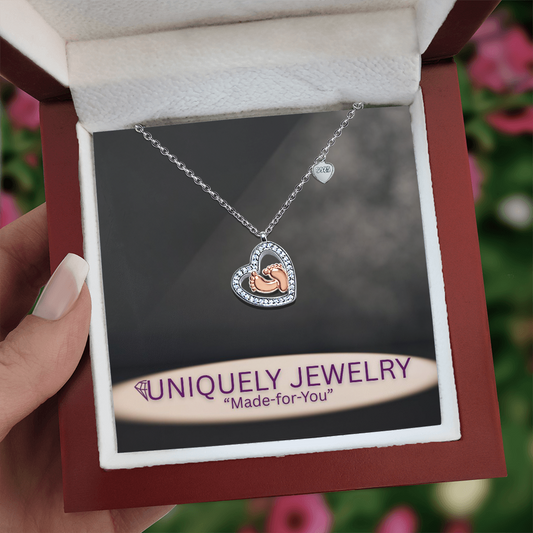 Baby Feet Heart Necklace